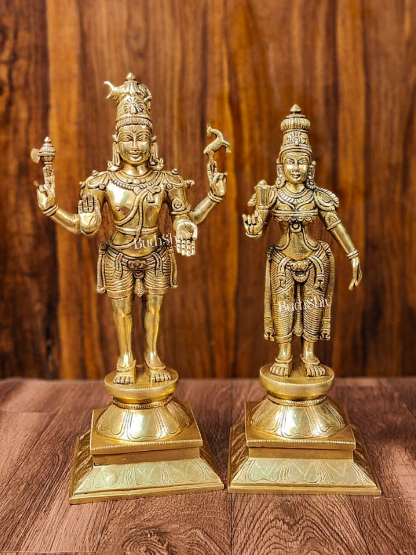 Brass Lord Shiva and Parvati Idol | 18" Height