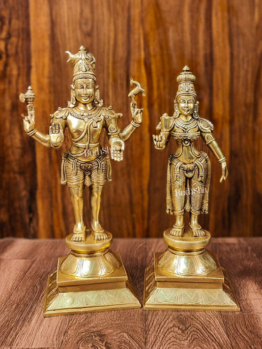 Brass Lord Shiva and Parvati Idol | 18" Height