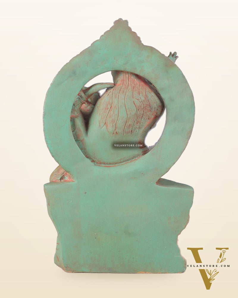 Brass Lord Shiva and Parvati Statue | Antique Green Patina | 12.7"