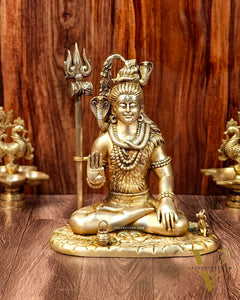 Brass Lord Shiva in Aashirwaad mudra idol 15" Height