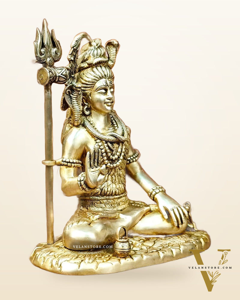 Brass Lord Shiva in Aashirwaad mudra idol 15" Height