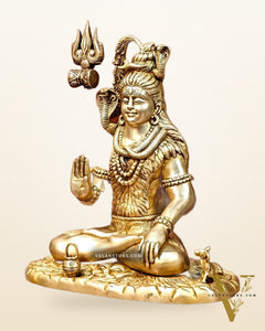 Brass Lord Shiva in Aashirwaad mudra idol 15" Height