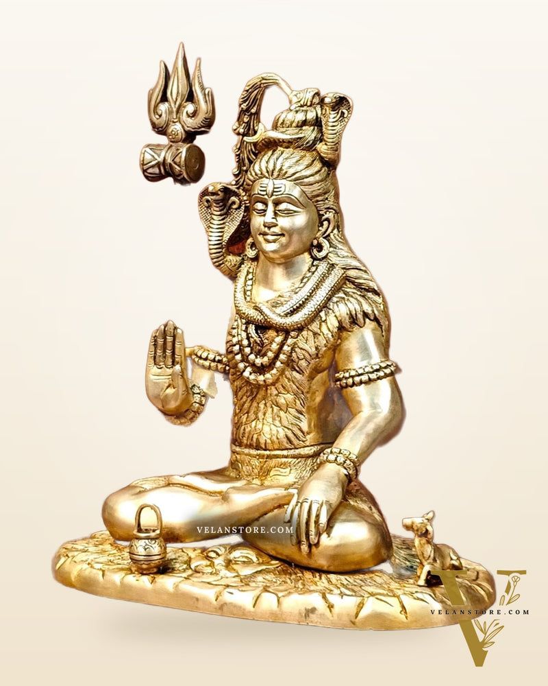 Brass Lord Shiva in Aashirwaad mudra idol 15" Height
