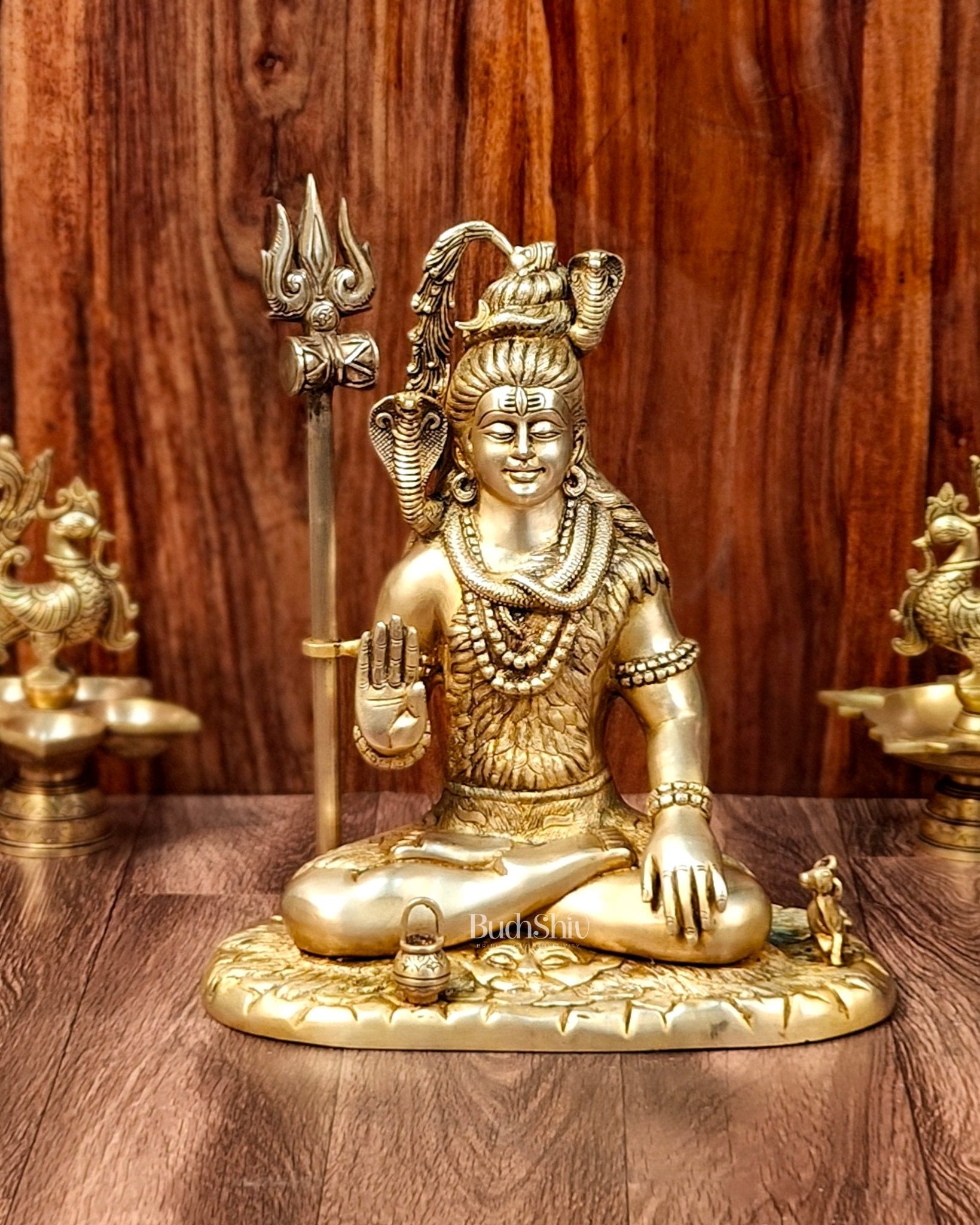 Brass Lord Shiva in Aashirwaad mudra idol 15" Height