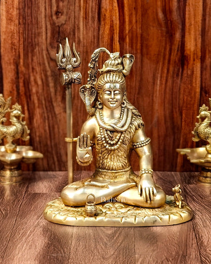 Brass Lord Shiva in Aashirwaad mudra idol 15" Height