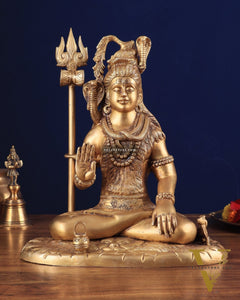 Brass Lord Shiva in blessing mudra idol 15" Height