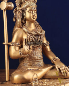 Brass Lord Shiva in blessing mudra idol 15" Height