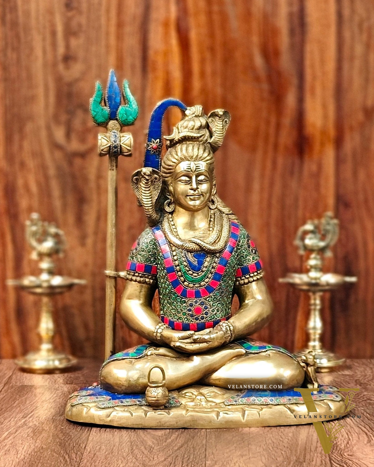 Brass Lord Shiva in meditation idol 15" Height