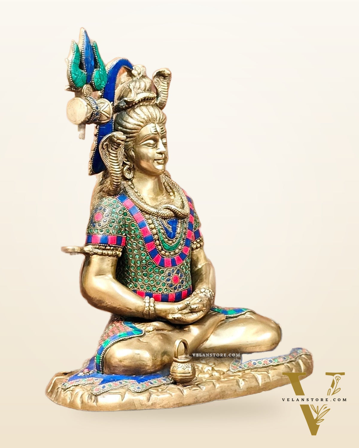 Brass Lord Shiva in meditation idol 15" Height