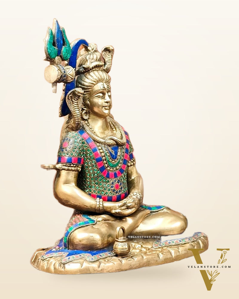 Brass Lord Shiva in meditation idol 15" Height