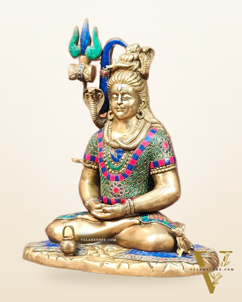 Brass Lord Shiva in meditation idol 15" Height