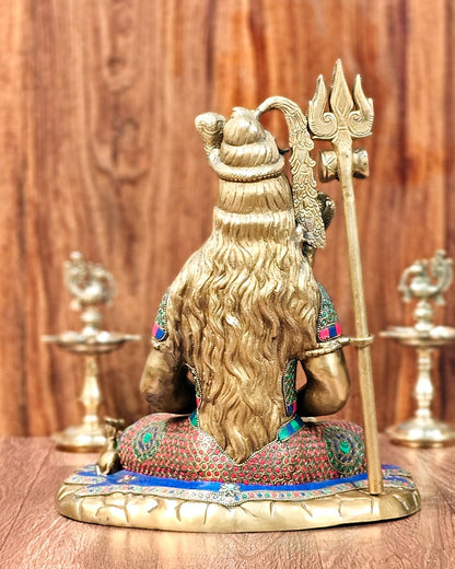 Brass Lord Shiva in meditation idol 15" Height