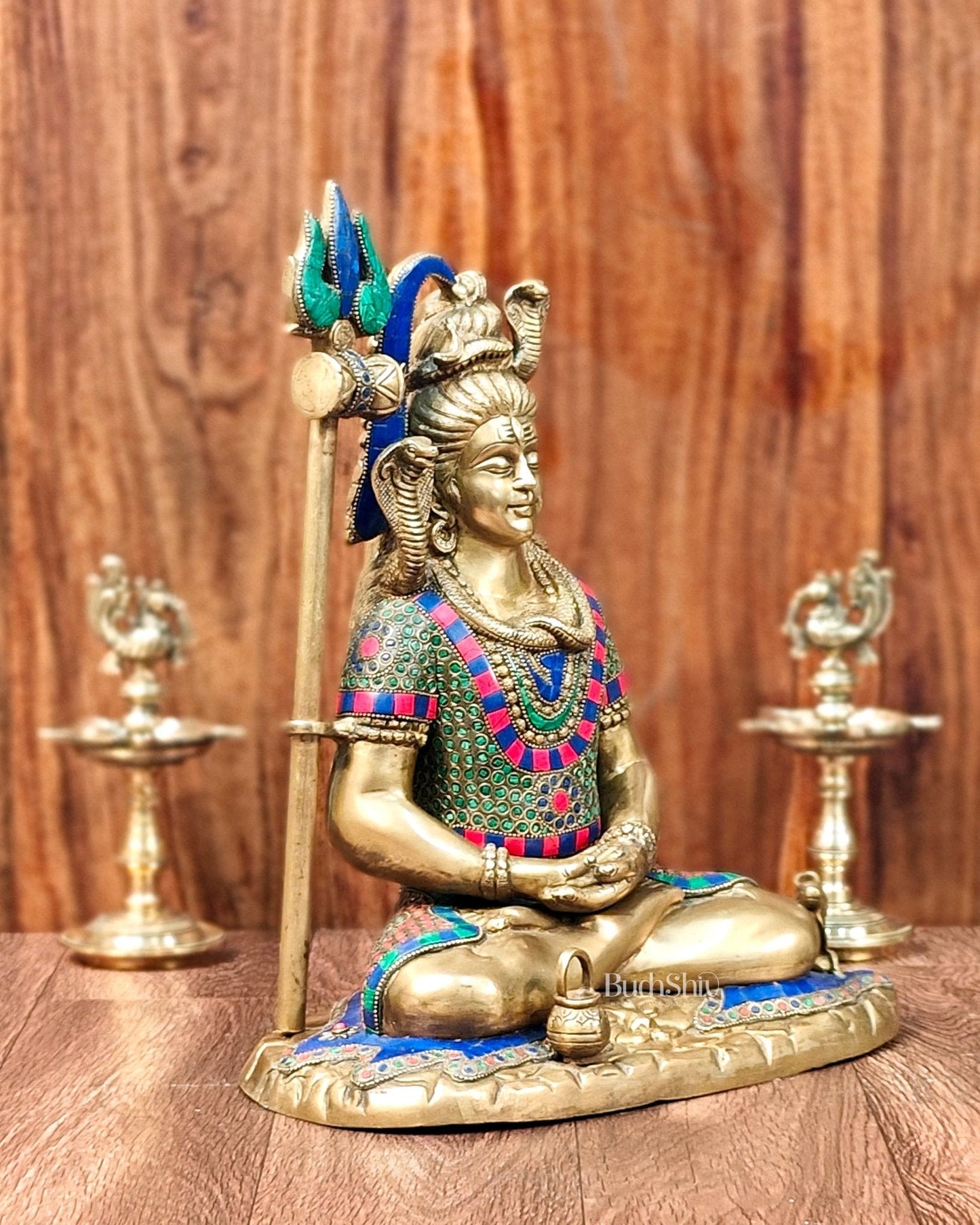 Brass Lord Shiva in meditation idol 15" Height