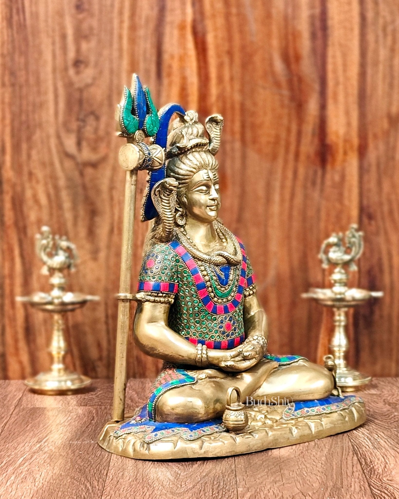 Brass Lord Shiva in meditation idol 15" Height