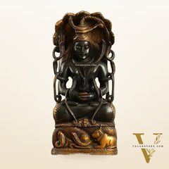 Brass Lord Shiva in Meditation Statue - 14.5x6.5x3 Inch