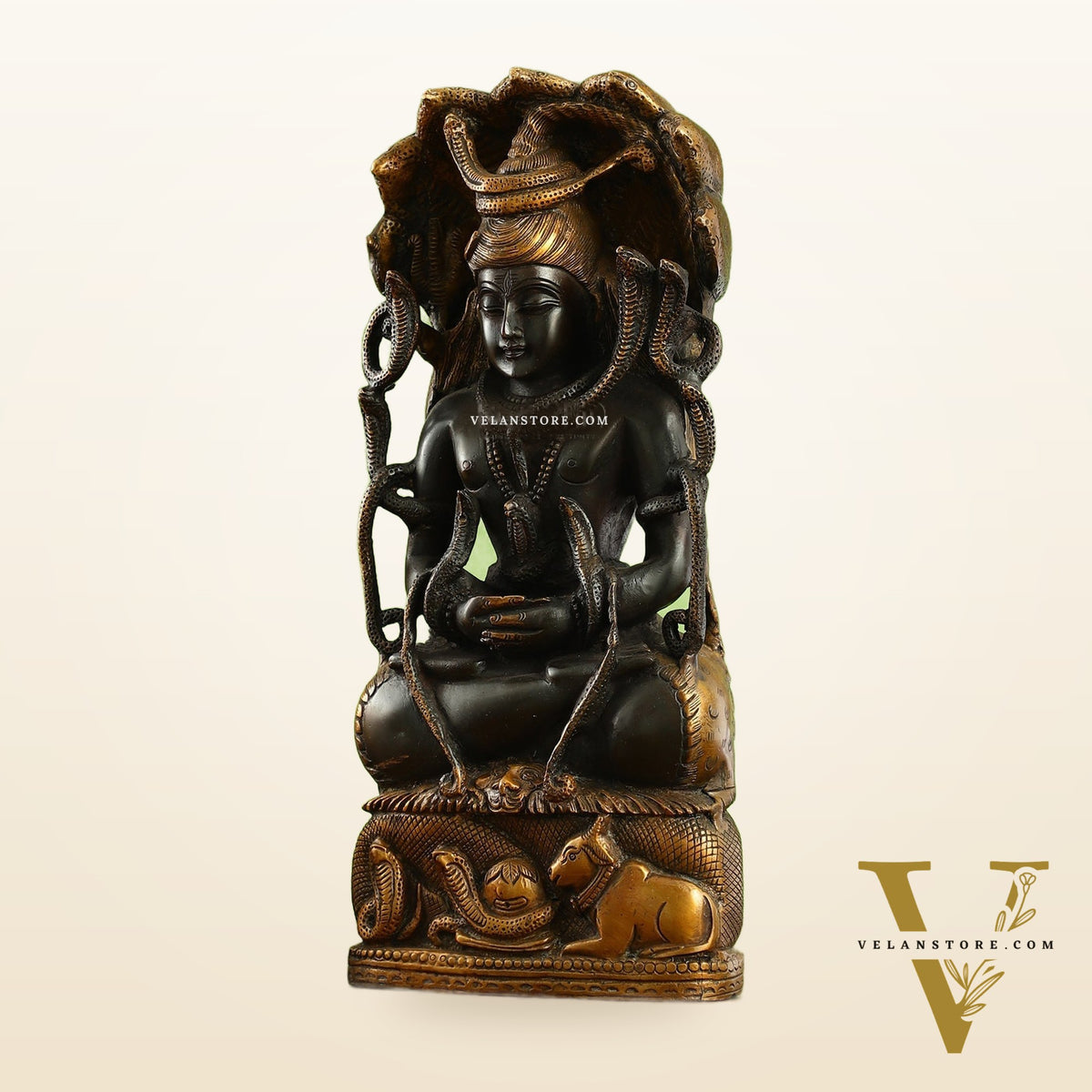 Brass Lord Shiva in Meditation Statue - 14.5x6.5x3 Inch