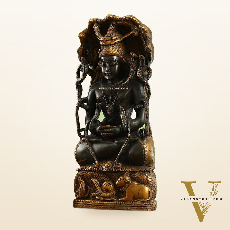 Brass Lord Shiva in Meditation Statue - 14.5x6.5x3 Inch