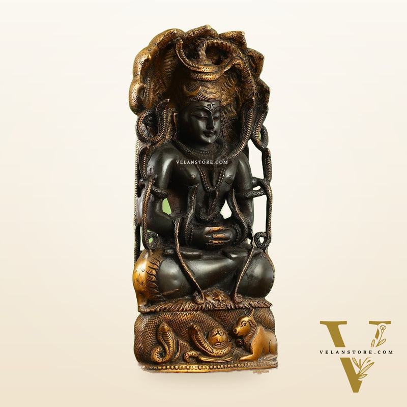 Brass Lord Shiva in Meditation Statue - 14.5x6.5x3 Inch