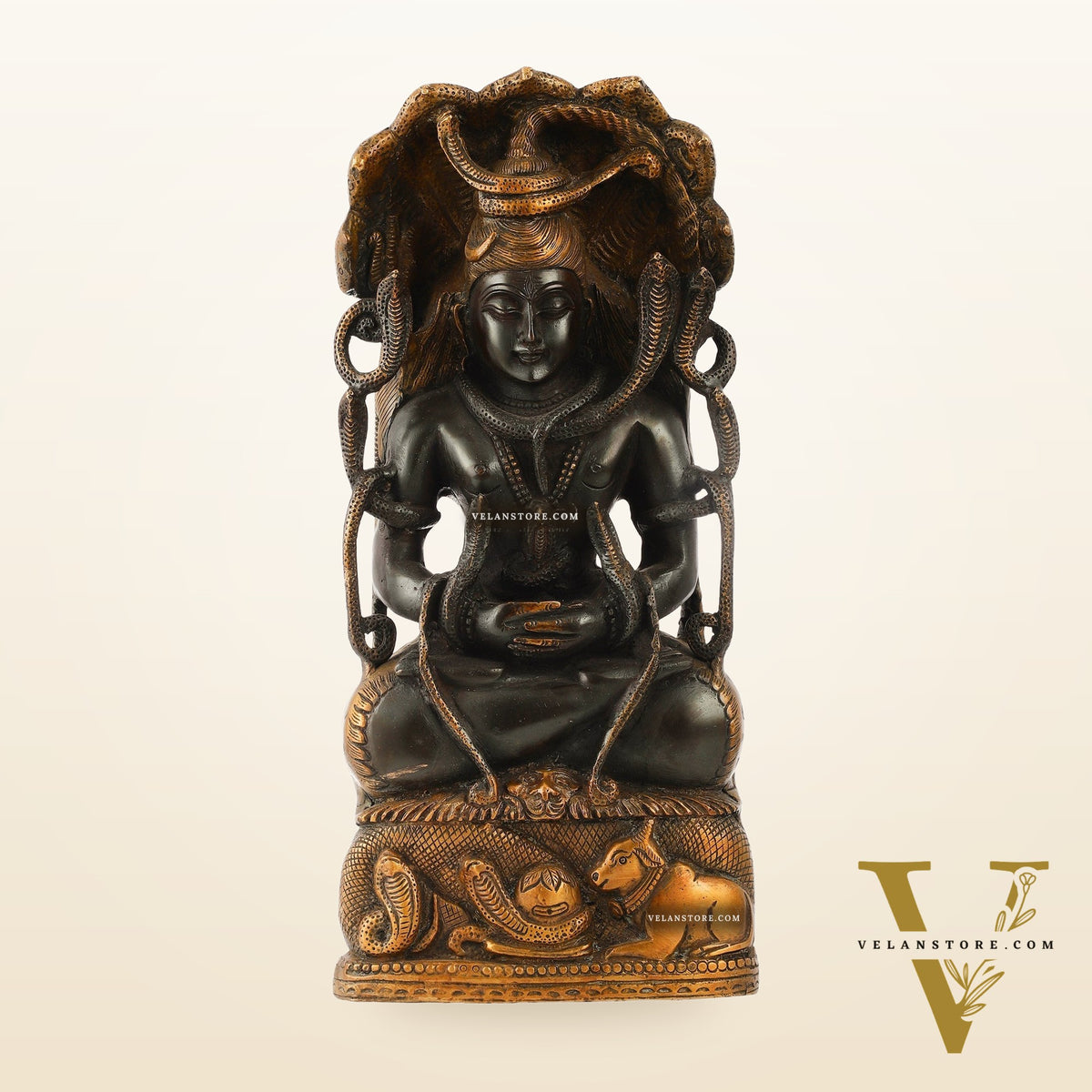 Brass Lord Shiva in Meditation Statue - 14.5x6.5x3 Inch