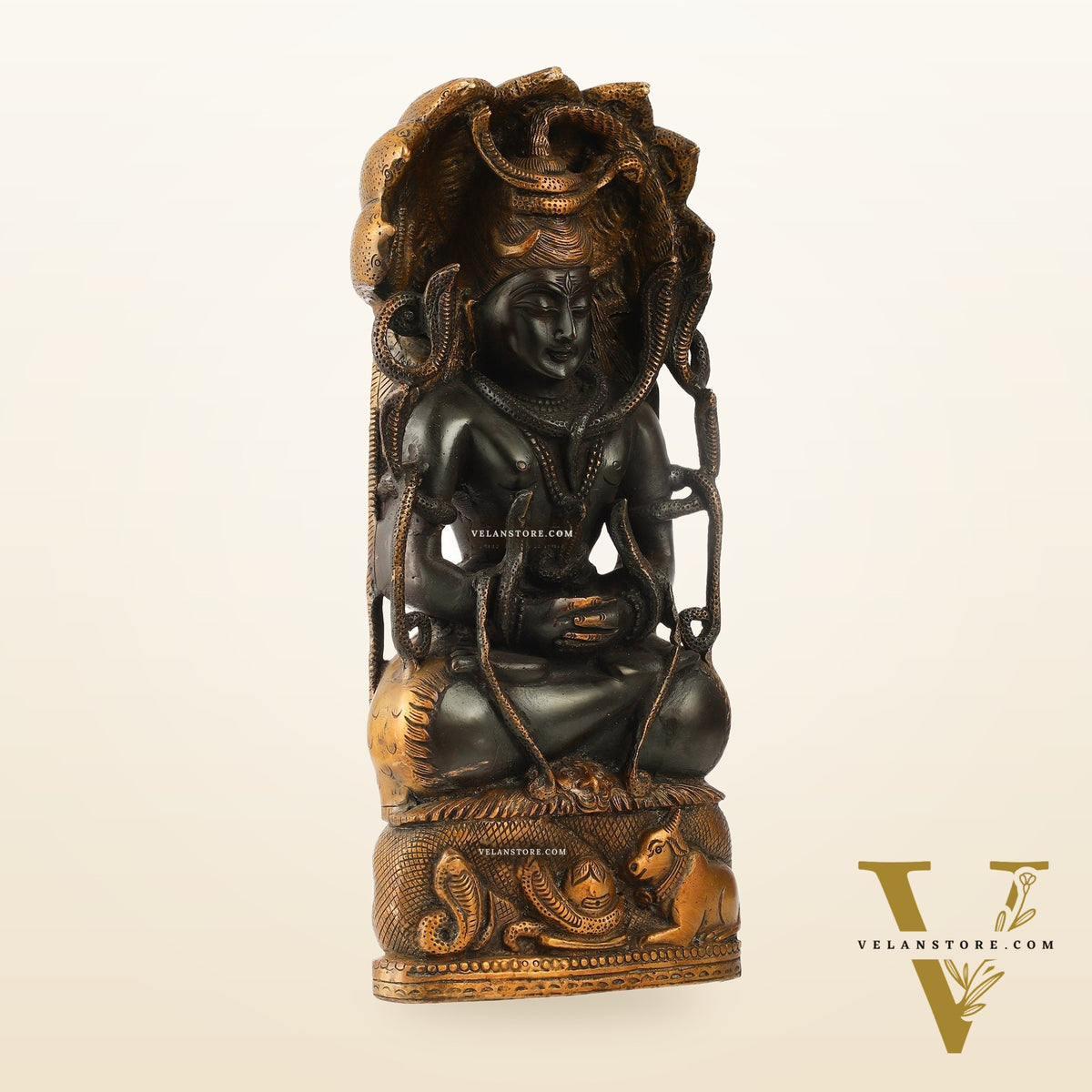 Brass Lord Shiva in Meditation Statue - 14.5x6.5x3 Inch