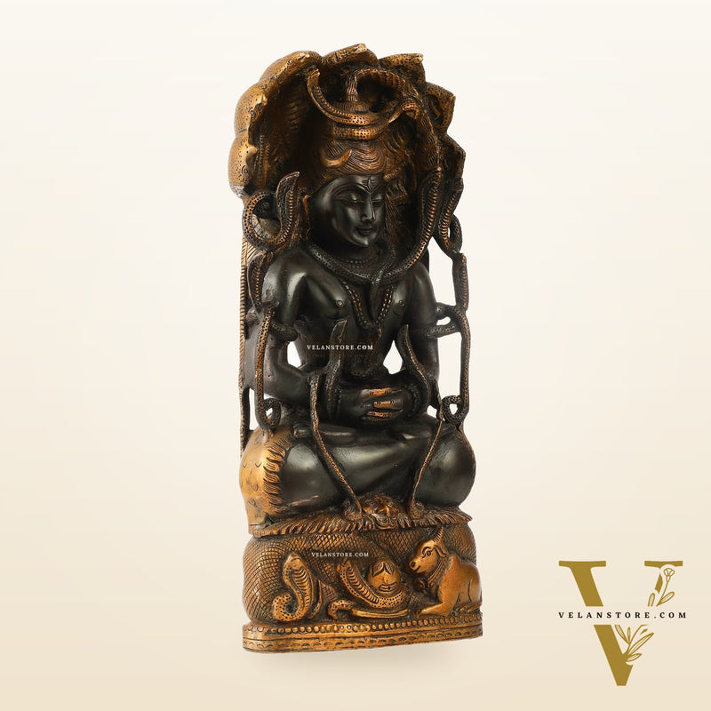 Brass Lord Shiva in Meditation Statue - 14.5x6.5x3 Inch