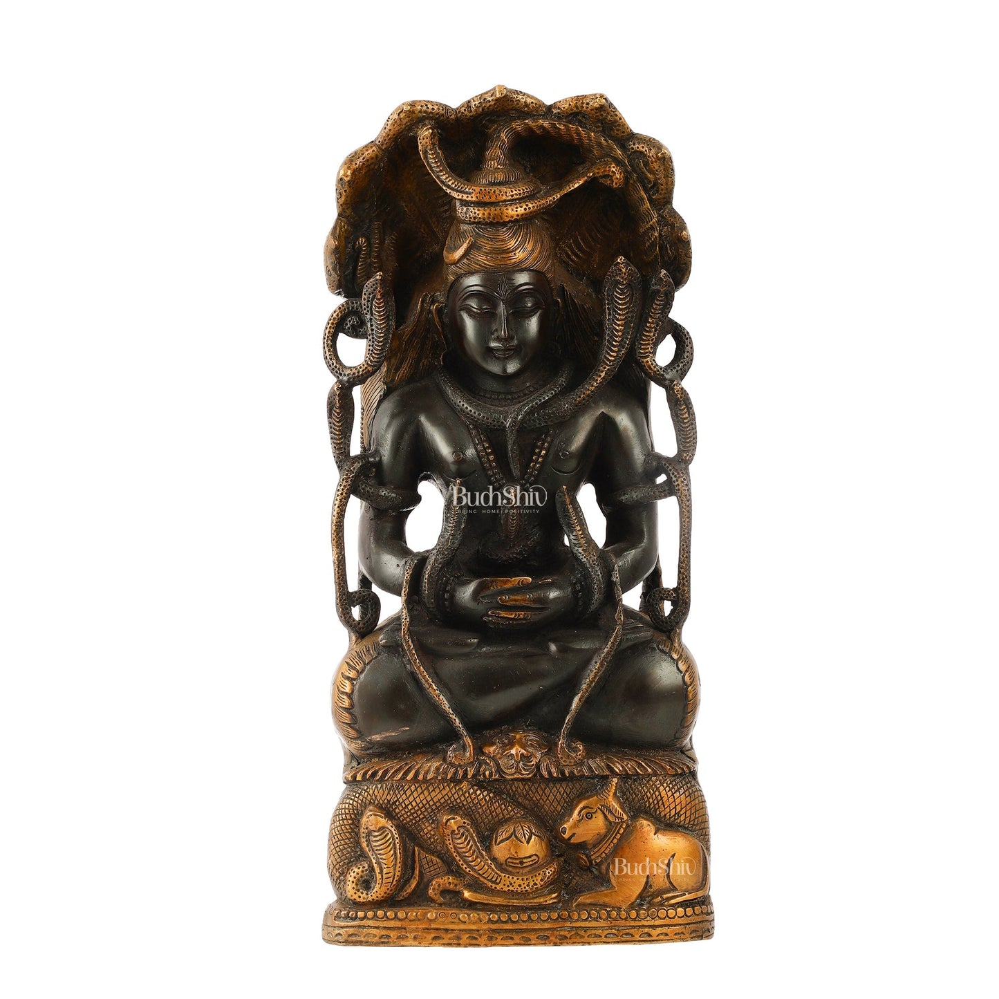 Brass Lord Shiva in Meditation Statue - 14.5x6.5x3 Inch