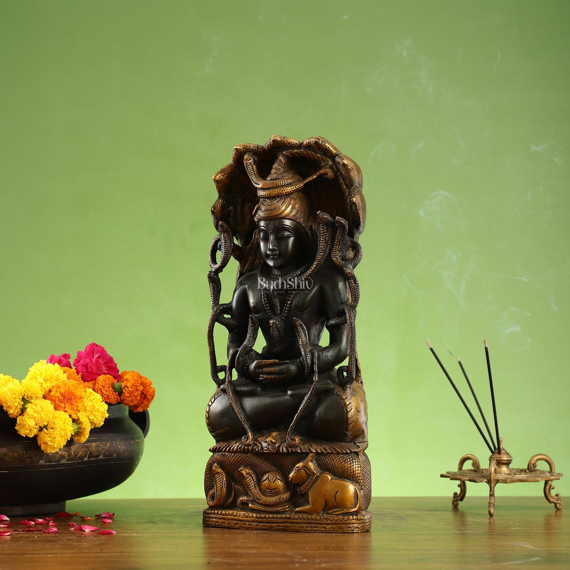 Brass Lord Shiva in Meditation Statue - 14.5x6.5x3 Inch