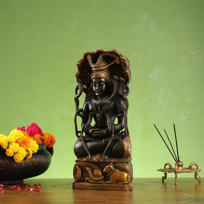 Brass Lord Shiva in Meditation Statue - 14.5x6.5x3 Inch