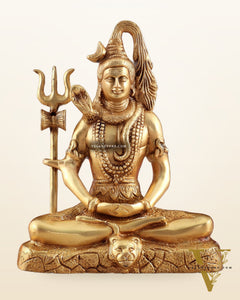 Brass Lord Shiva in Meditation Statue 8"