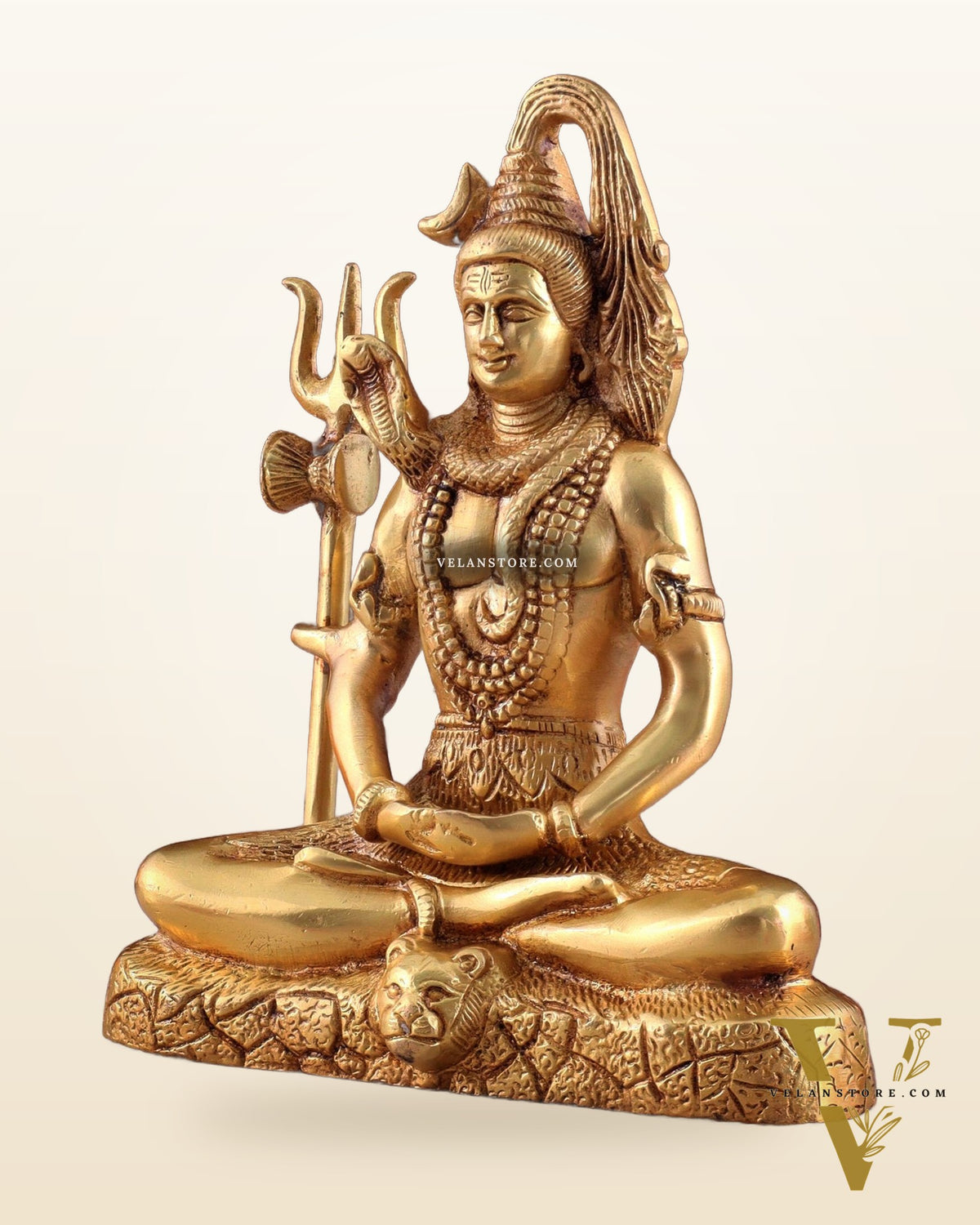 Brass Lord Shiva in Meditation Statue 8"