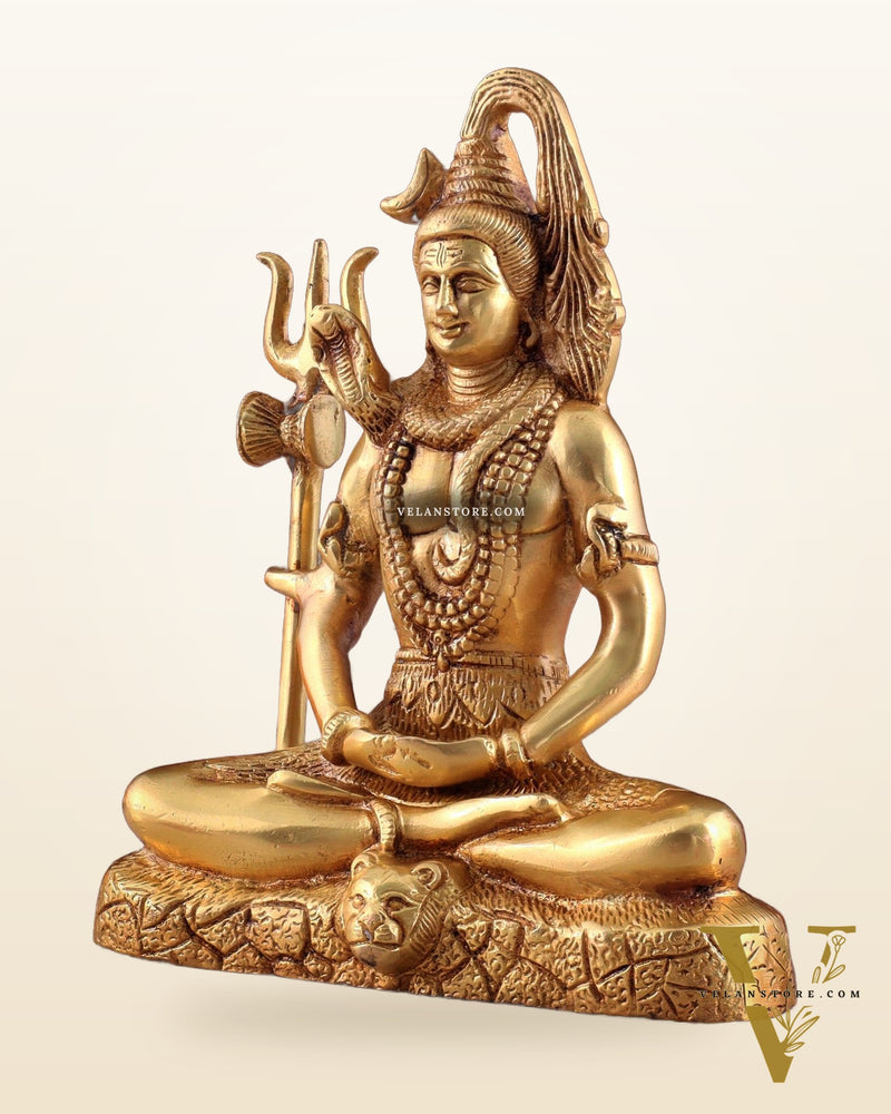 Brass Lord Shiva in Meditation Statue 8"