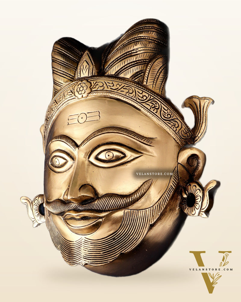 Brass Lord Shiva Mahakaal Face Wall Hanging – The Supreme Bhairava 8.5"