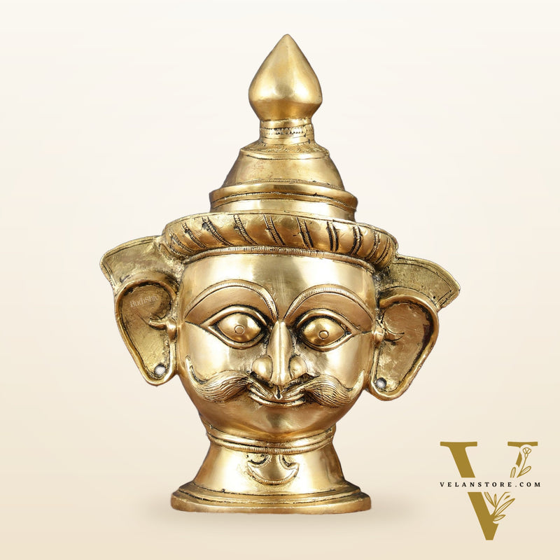 Brass Lord Shiva Mukhlingam Face Head Sculpture | 10"