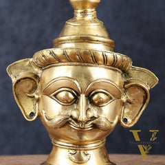 Brass Lord Shiva Mukhlingam Face Head Sculpture | 10"