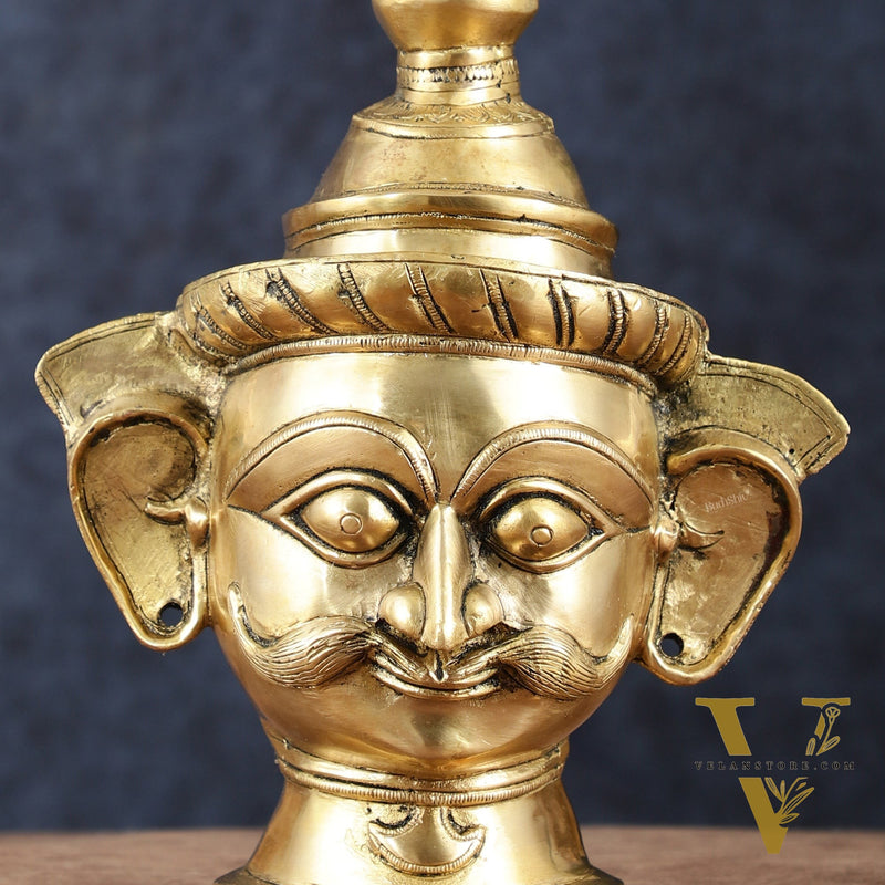 Brass Lord Shiva Mukhlingam Face Head Sculpture | 10"