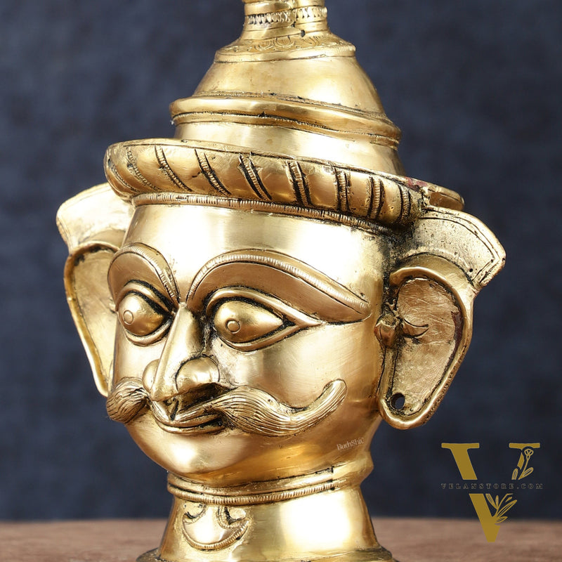 Brass Lord Shiva Mukhlingam Face Head Sculpture | 10"