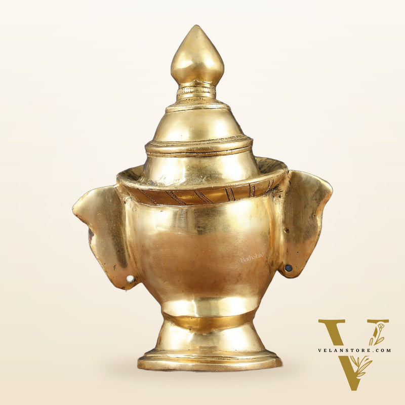 Brass Lord Shiva Mukhlingam Face Head Sculpture | 10"