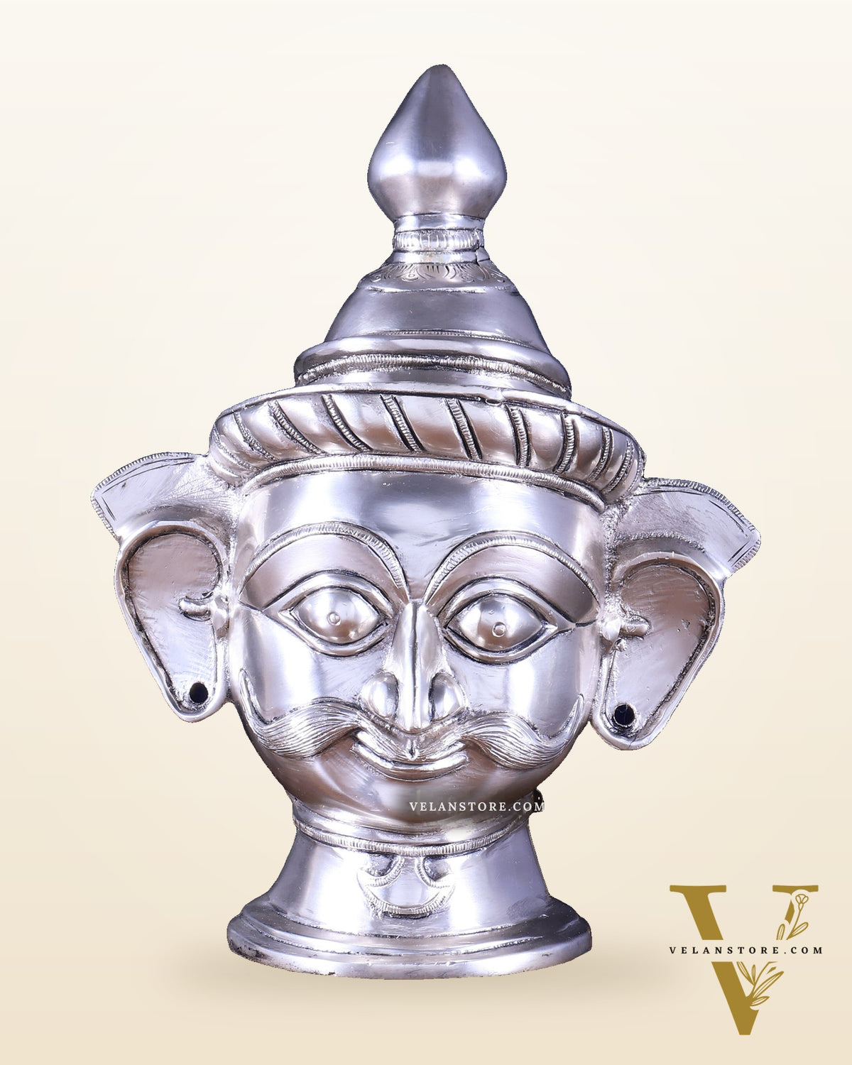 Brass Lord Shiva Mukhlingam silver plated Sculpture | 10"