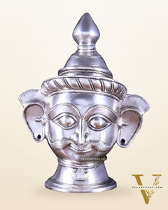 Brass Lord Shiva Mukhlingam silver plated Sculpture | 10"