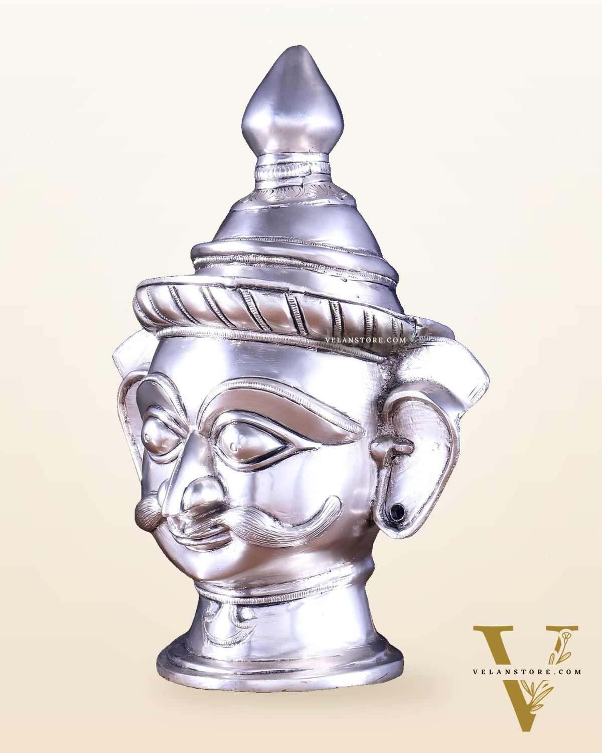 Brass Lord Shiva Mukhlingam silver plated Sculpture | 10"