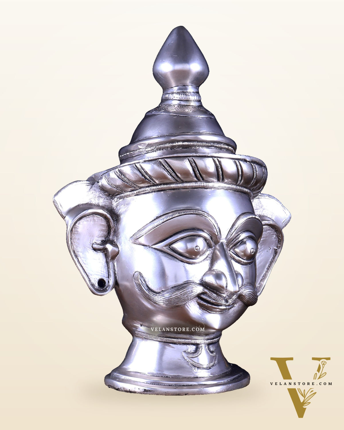 Brass Lord Shiva Mukhlingam silver plated Sculpture | 10"