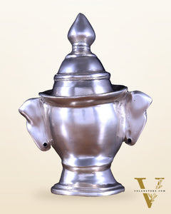Brass Lord Shiva Mukhlingam silver plated Sculpture | 10"