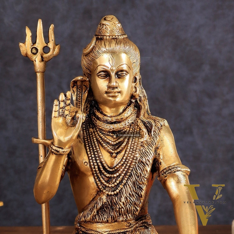 Brass Lord Shiva Statue | 10" enhanced carvings