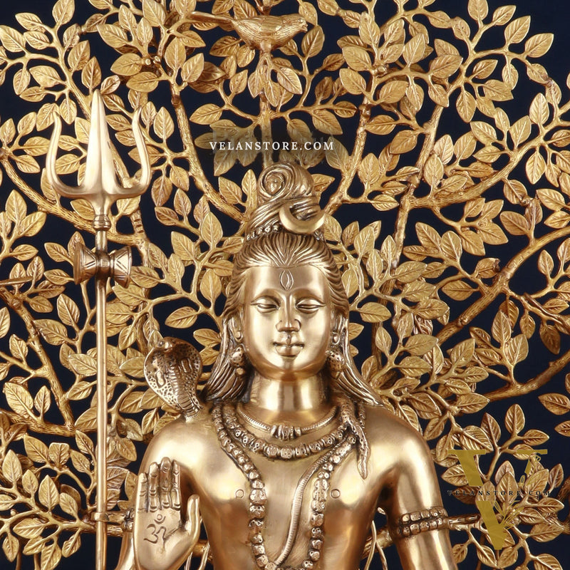 Brass Lord Shiva Statue aashirwad & Superfine Kalpavriksha Tree – Divine Decor Combo