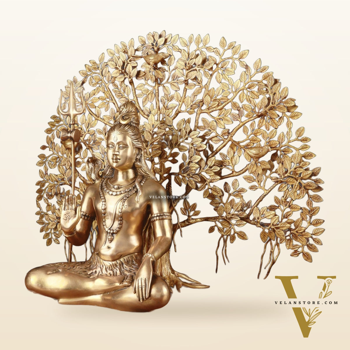 Brass Lord Shiva Statue aashirwad & Superfine Kalpavriksha Tree – Divine Decor Combo