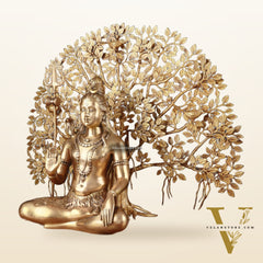 Brass Lord Shiva Statue aashirwad & Superfine Kalpavriksha Tree – Divine Decor Combo