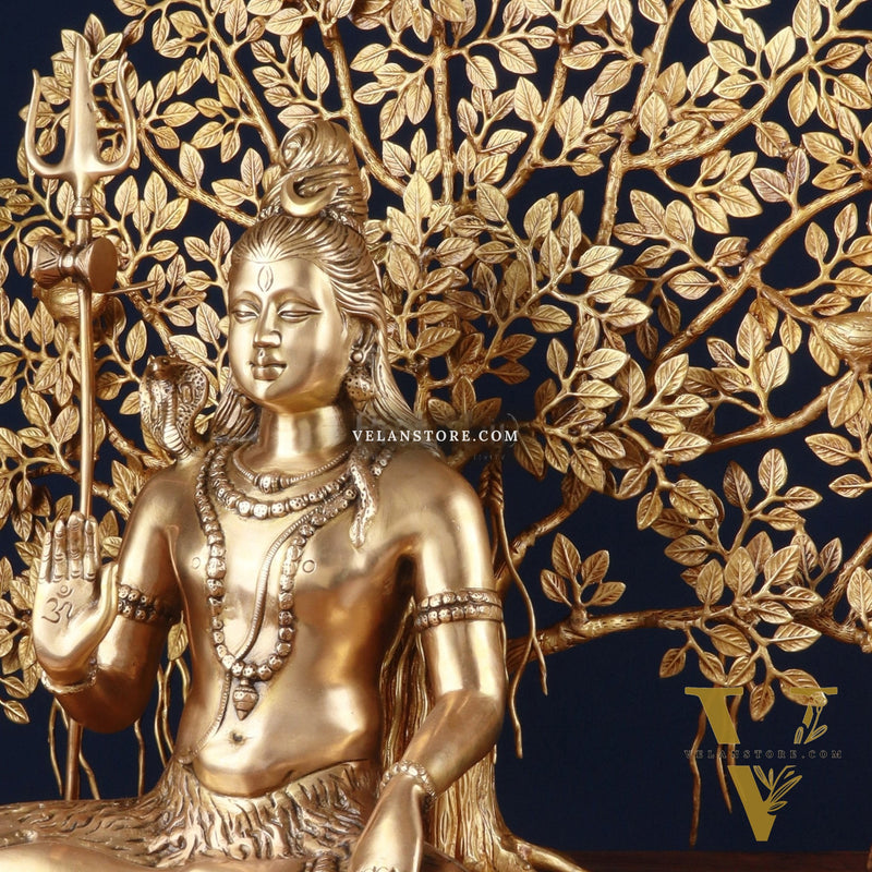 Brass Lord Shiva Statue aashirwad & Superfine Kalpavriksha Tree – Divine Decor Combo
