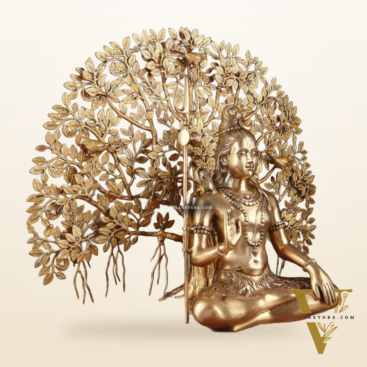 Brass Lord Shiva Statue aashirwad & Superfine Kalpavriksha Tree – Divine Decor Combo