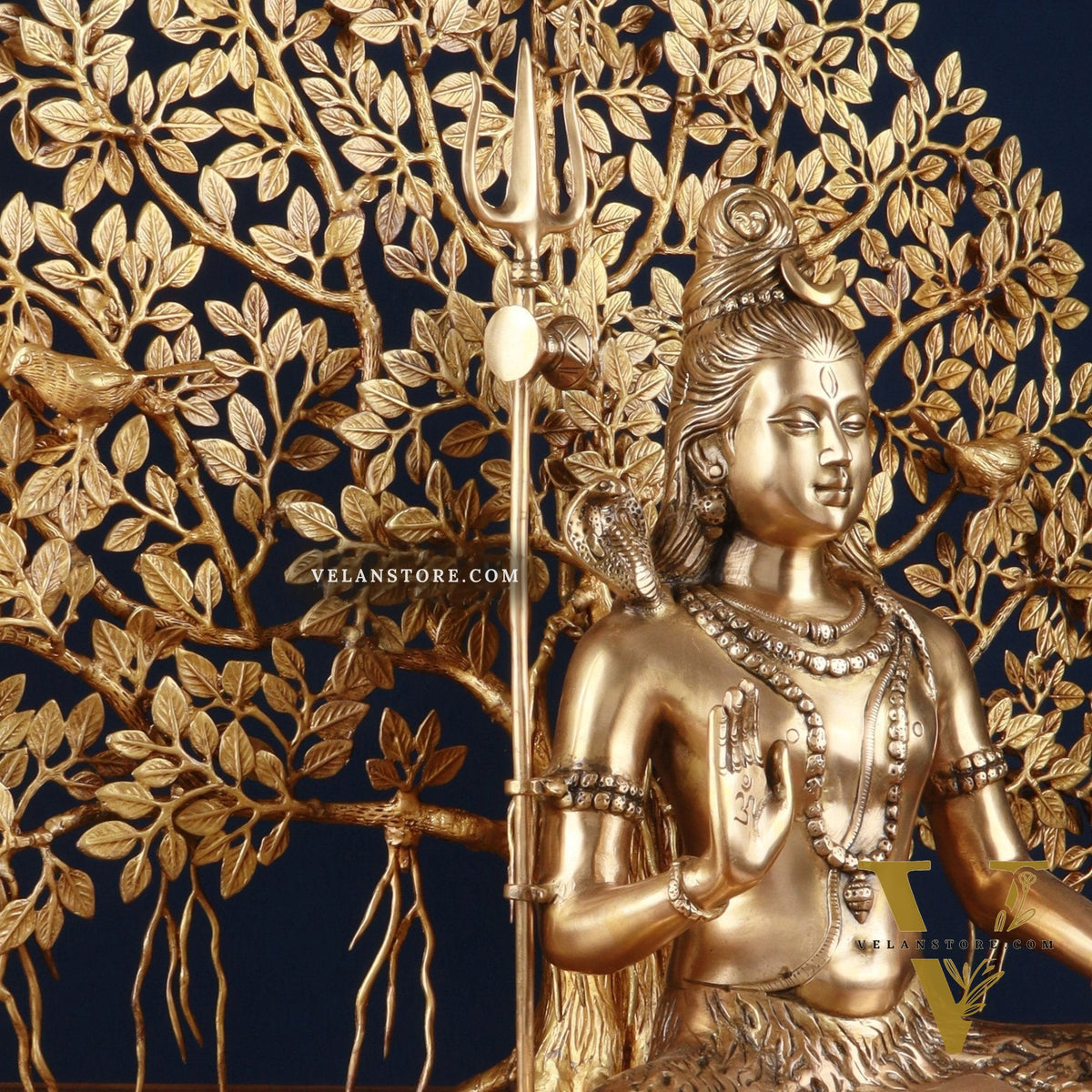 Brass Lord Shiva Statue aashirwad & Superfine Kalpavriksha Tree – Divine Decor Combo