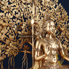 Brass Lord Shiva Statue aashirwad & Superfine Kalpavriksha Tree – Divine Decor Combo